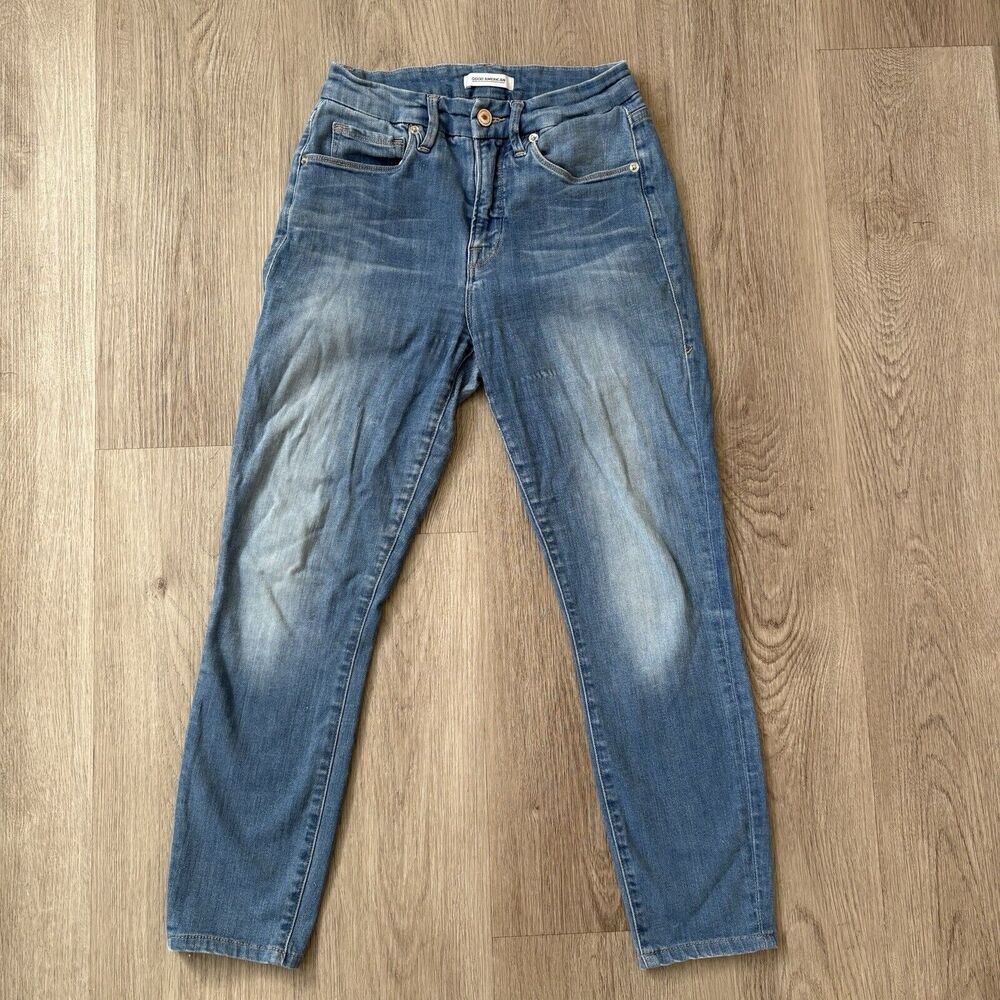 GOOD AMERICAN Good Legs Crop‎ Sculpting Skinny Jeans Denim 4/27 GLC899